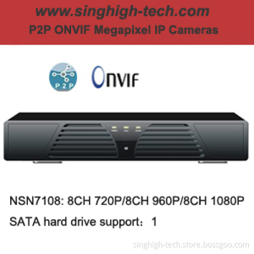 1u 1SATA 8CH 720p 960p 1080P P2p Onvif DVR NVR (NSN7108)